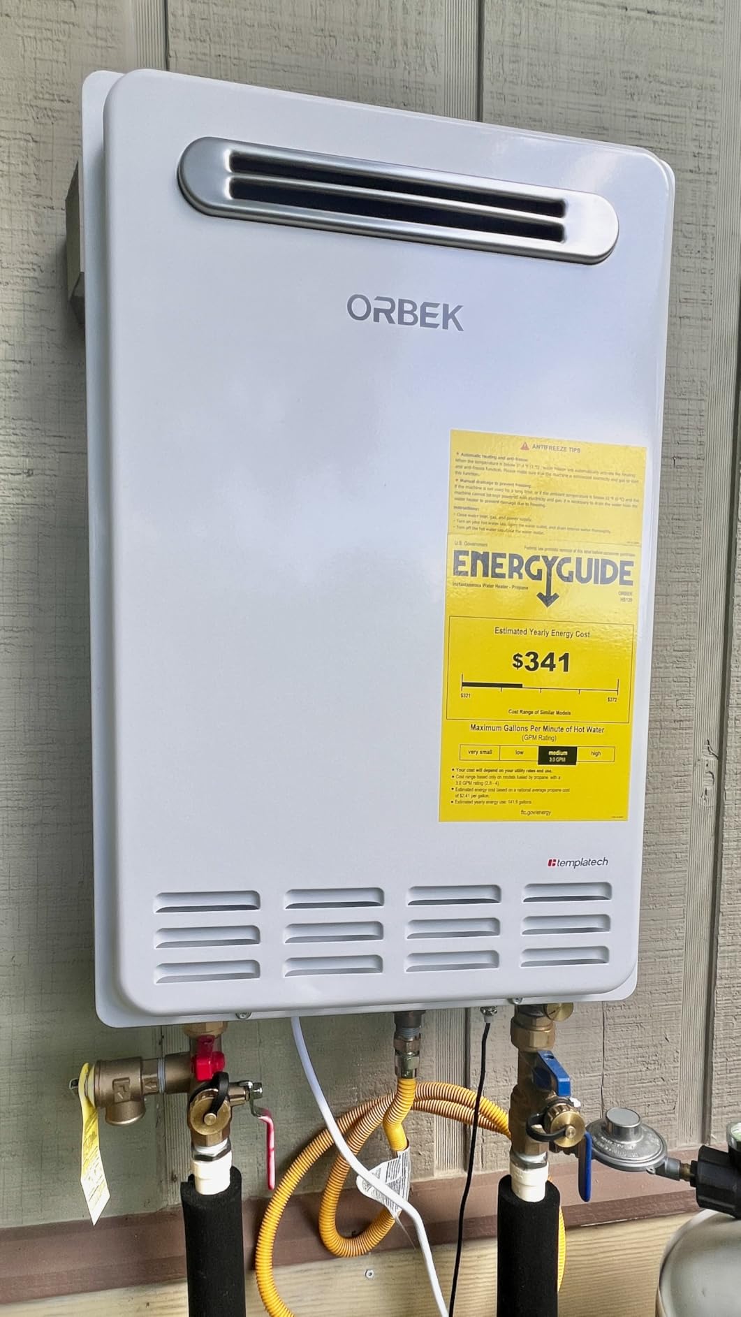 Orbek Tankless Water Heater Natural Gas Indoor On Demand CSA Certified | Max 80,000 BTU 3.6 GPM Instant Water Heater for Cabins Tiny Homes 1-Bathroom, 2 outlets points, 7-Year Warranty customer photo 1