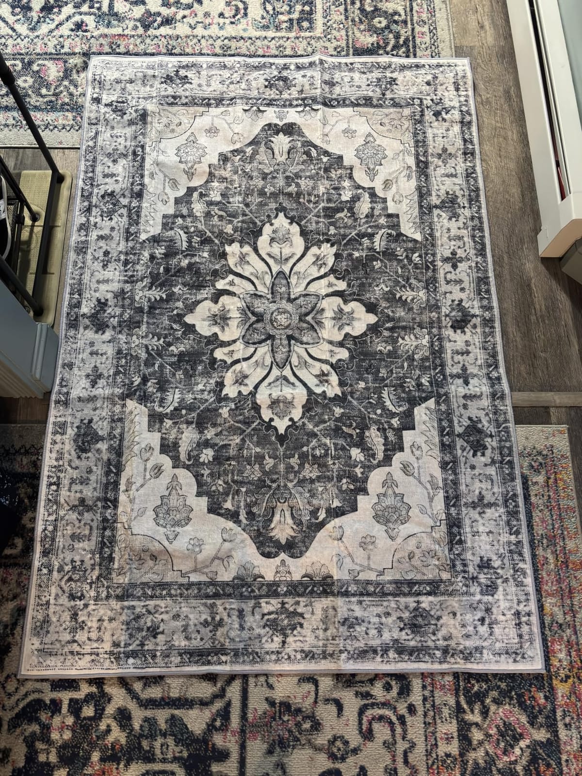 RELEANY Washable Area Rug, 5'x7', Brick/Brown/Green | Non-Slip, Water Repellent, Pet Friendly, Easy to Clean, Vintage Floral Boho Decor for Living Room Bedroom Dining Room Office customer photo 2