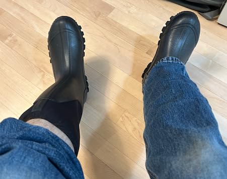 Men's Waterproof Rubber Muck Boots - Insulated Mid-Calf Rain & Mud Boots, Anti-Slip Neoprene Work Footwear for Farming & Yard Chores customer photo 2