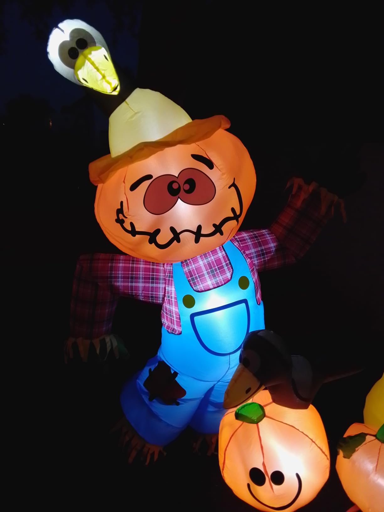 COMIN 6 FT Thanksgiving Inflatable Decorations Crow Fall Harvest Pumpkin Scarecrow with Built-in LED Lights Blow Up Outdoor Inflatable for Party Yard Garden Lawn customer photo 2