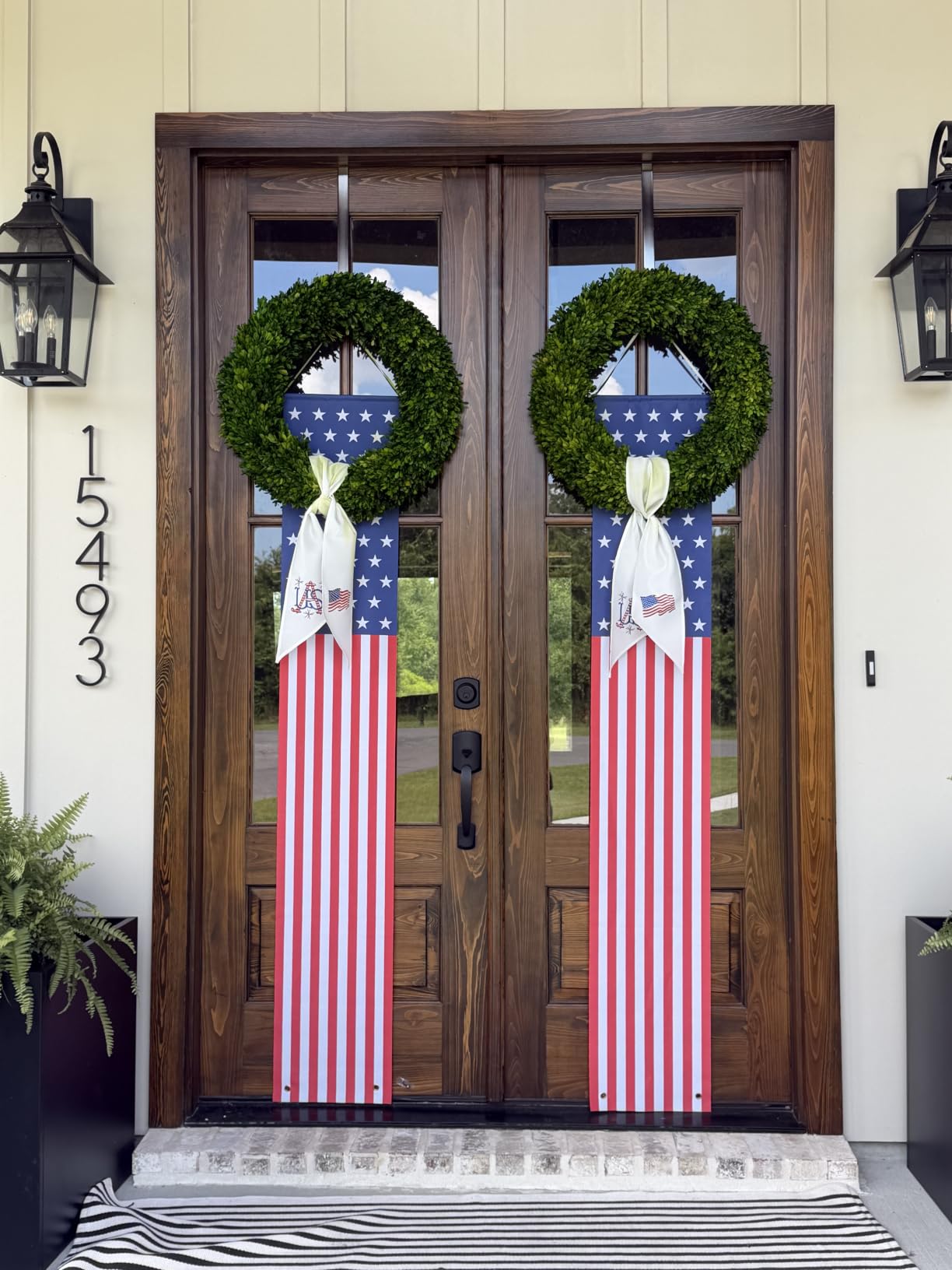 Patriotic Decorations - 4th of July Decorations Outdoor Hanging American Flag Banners Porch Sign for Veterans Memorial Labor Presidents Flag Election Day customer photo 1