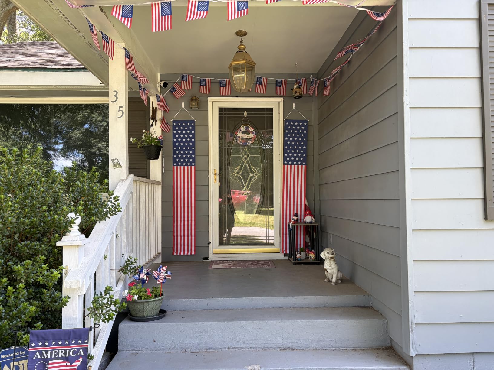 Patriotic Decorations - 4th of July Decorations Outdoor Hanging American Flag Banners Porch Sign for Veterans Memorial Labor Presidents Flag Election Day customer photo 2