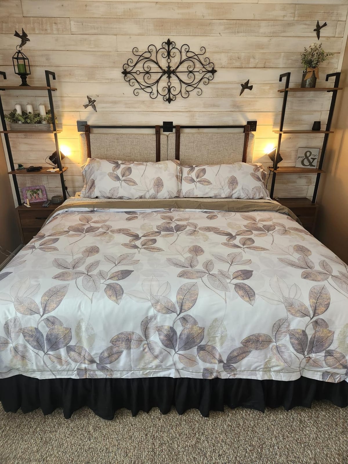 OAITE Queen Duvet Cover Set 3pcs 100% Cotton Blue Leaf | Soft, Breathable,Long-lasting,Comfort,Hidden Zipper,8 Corner Ties,Easy Care for All Season customer photo 2