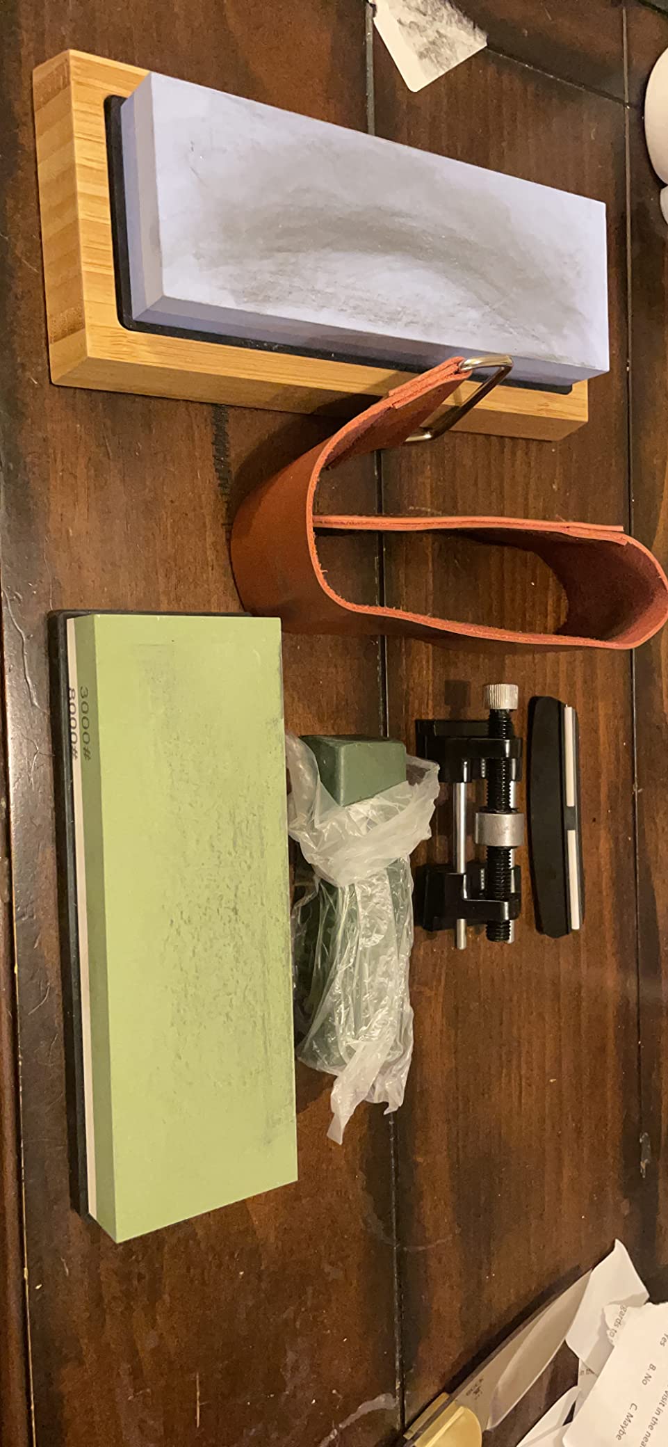 Knife Sharpening Stone Set, Double-Sided 400/1000 3000/8000 Grit Whetstone | Professional Knife Sharpener Stone Kit with Non-Slip Base, Angle Guide, Flatting Stone, Honing Guide, Leather Strop customer photo 2