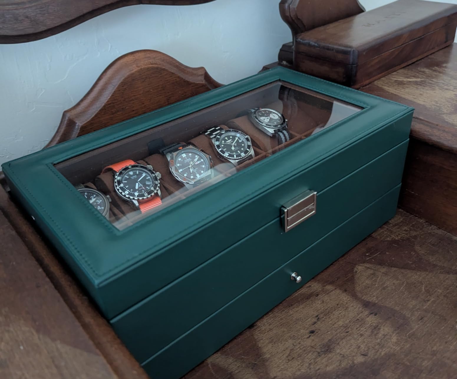 ProCase Watch Box, 12 Slot Watch Case for Men with Drawer, Espresso | 2-Layer Watches Display Case with Glass Lid, Mens Jewelry Box Storage Holder Organizer, Anniversary Christmas Birthday Gift customer photo 2