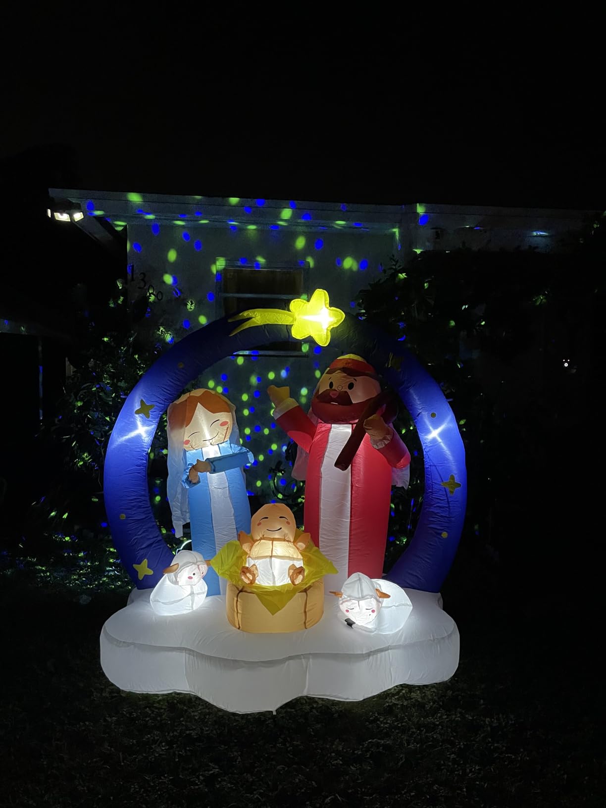 Danxilu 6FT Inflatable Nativity Scene Outdoor Christmas Decorations w/LEDs | Holy Family & Star of Bethlehem Archway, Blow Up Birth of Jesus Yard Display for Lawn Garden Church, Nativity Sets Xmas Decor customer photo 1