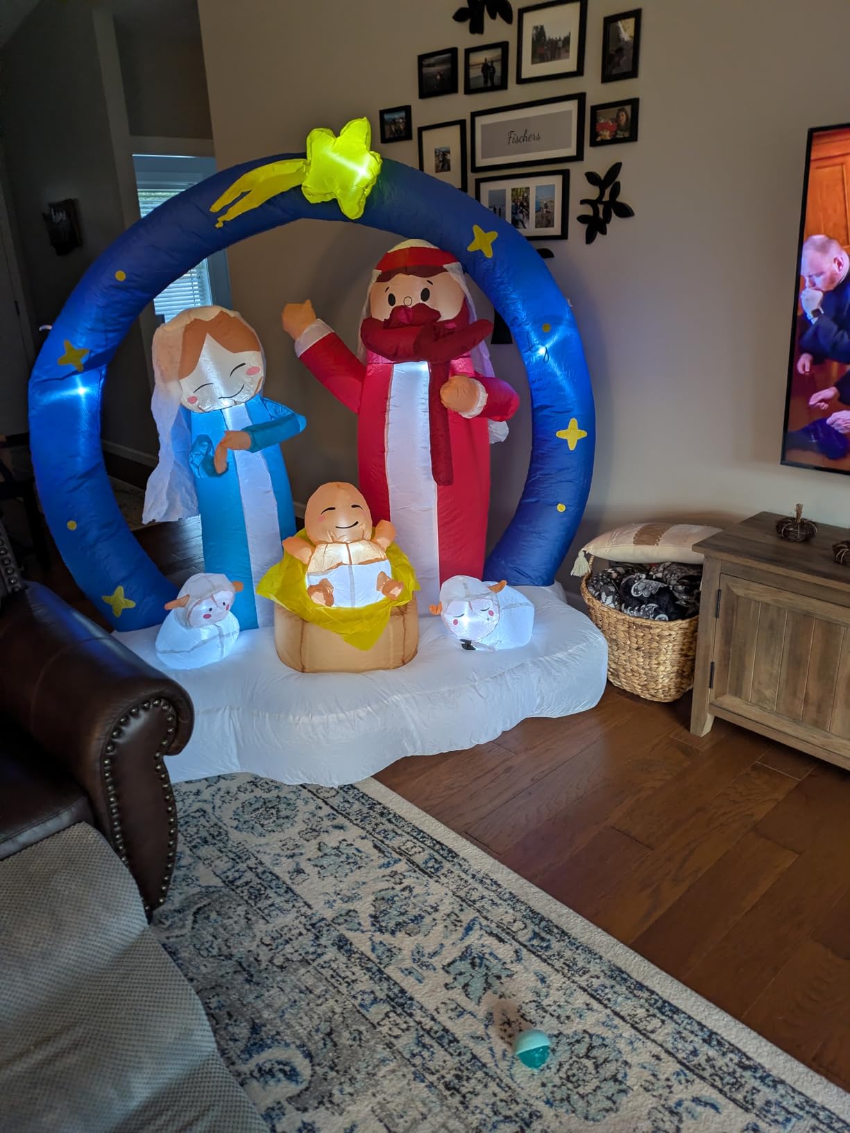 Danxilu 6FT Inflatable Nativity Scene Outdoor Christmas Decorations w/LEDs | Holy Family & Star of Bethlehem Archway, Blow Up Birth of Jesus Yard Display for Lawn Garden Church, Nativity Sets Xmas Decor customer photo 2