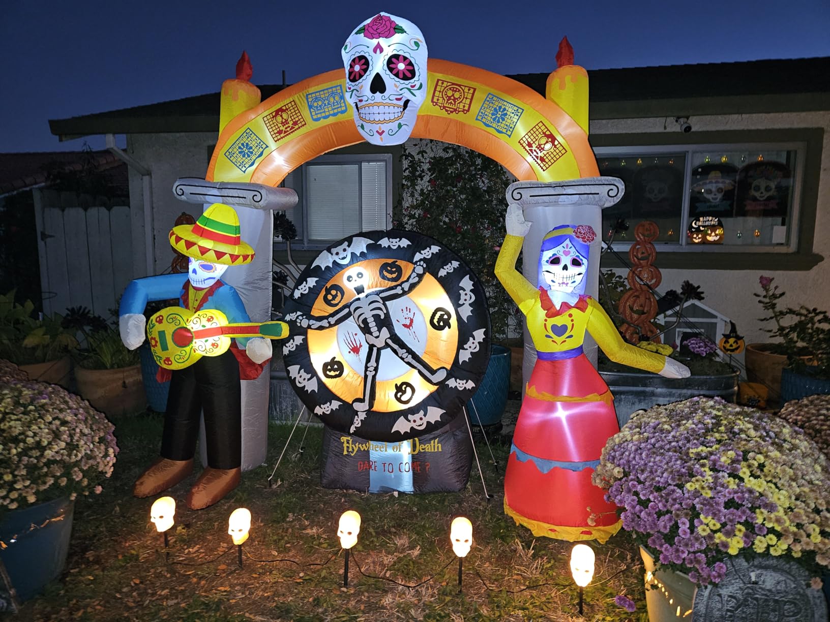 9Ft Day of The Dead Halloween Inflatables Archway Dia De Los Muertos Decorations Inflatable Arch with Skull Skeleton LED Light Decor for Lawn Yard Garden customer photo 1