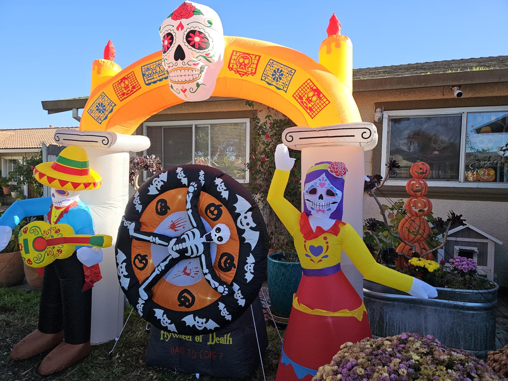 9Ft Day of The Dead Halloween Inflatables Archway Dia De Los Muertos Decorations Inflatable Arch with Skull Skeleton LED Light Decor for Lawn Yard Garden customer photo 2