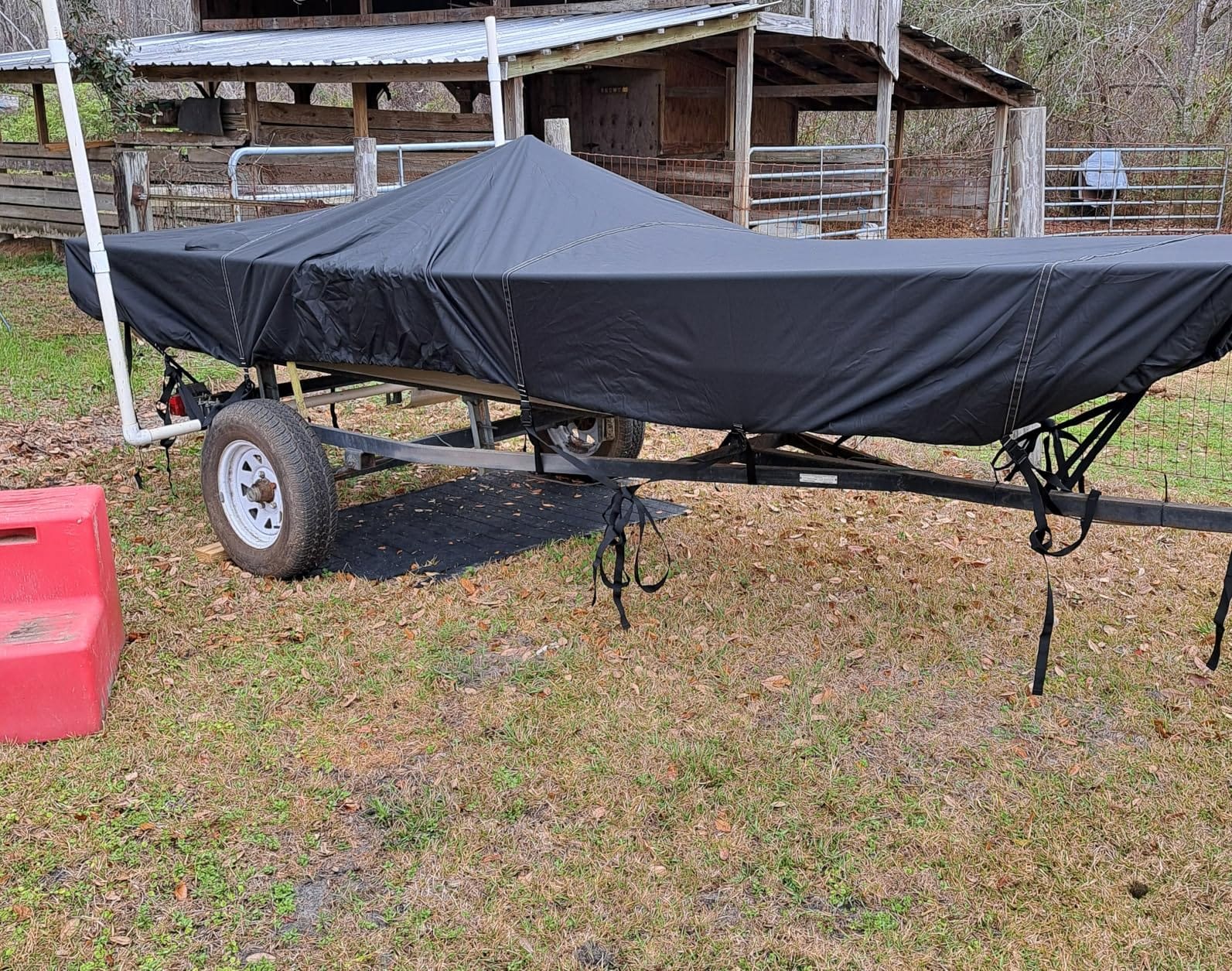 Heavy Duty 5 Layers 1200D Jon Boat Cover 12ft - 14 ft with Motor Cover | 100% Waterproof Trailerable Jon Boat Covers 14-16 Foot with 9+4 Pcs Windproof Straps customer photo 1