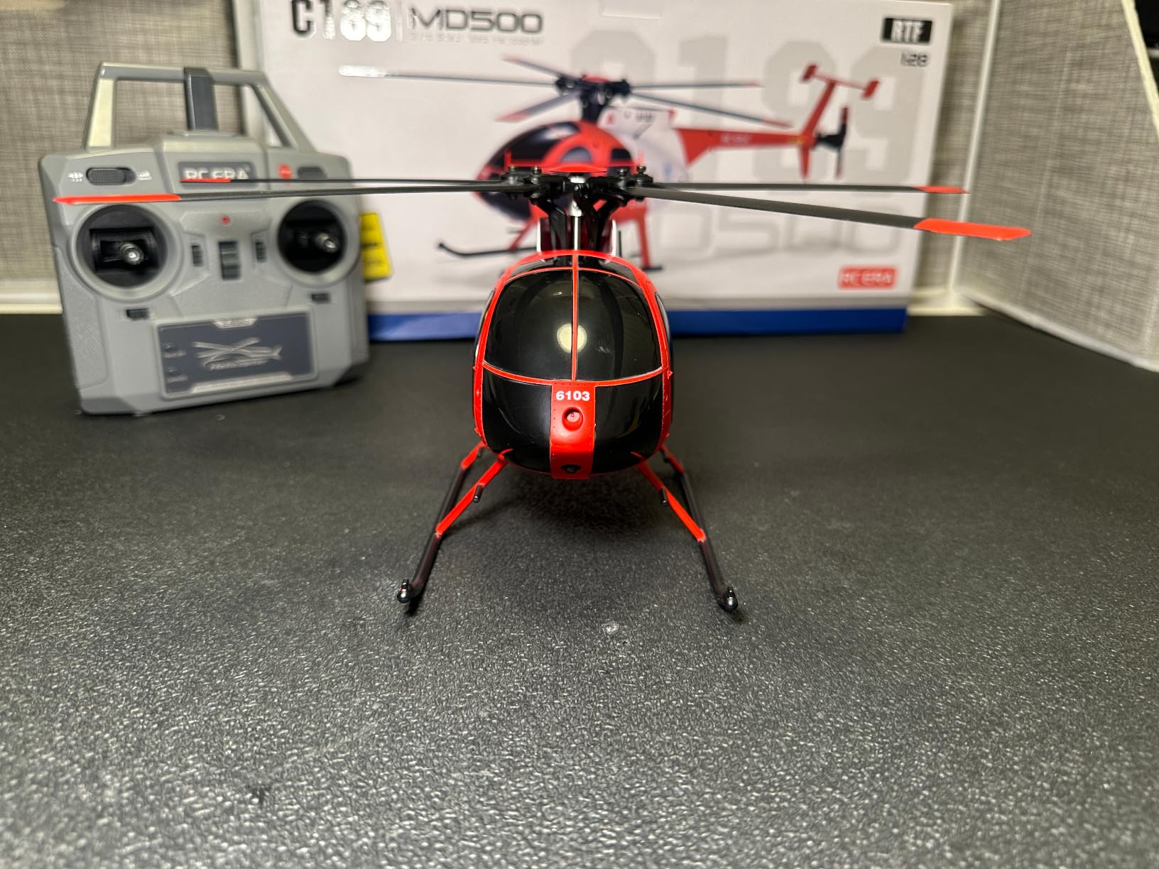 C189 Remote Control Helicopter, 2.4G 6CH UAV 1:28 Brushless Motor RC Helicopter Single Blade Flybarless Remote Helicopter RTF with Optical Flow Localization 2 Battery - Red customer photo 1