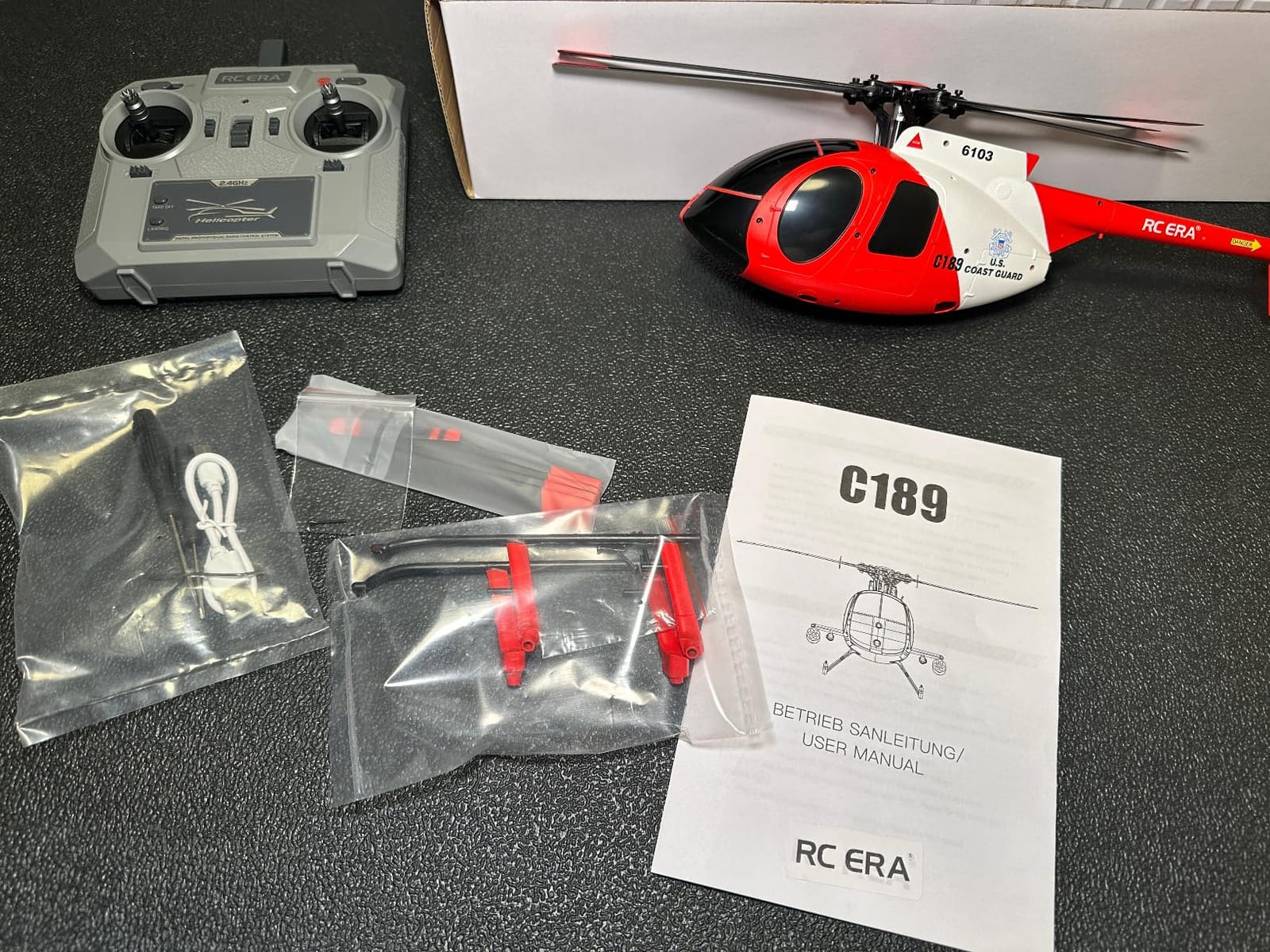 C189 Remote Control Helicopter, 2.4G 6CH UAV 1:28 Brushless Motor RC Helicopter Single Blade Flybarless Remote Helicopter RTF with Optical Flow Localization 2 Battery - Red customer photo 2