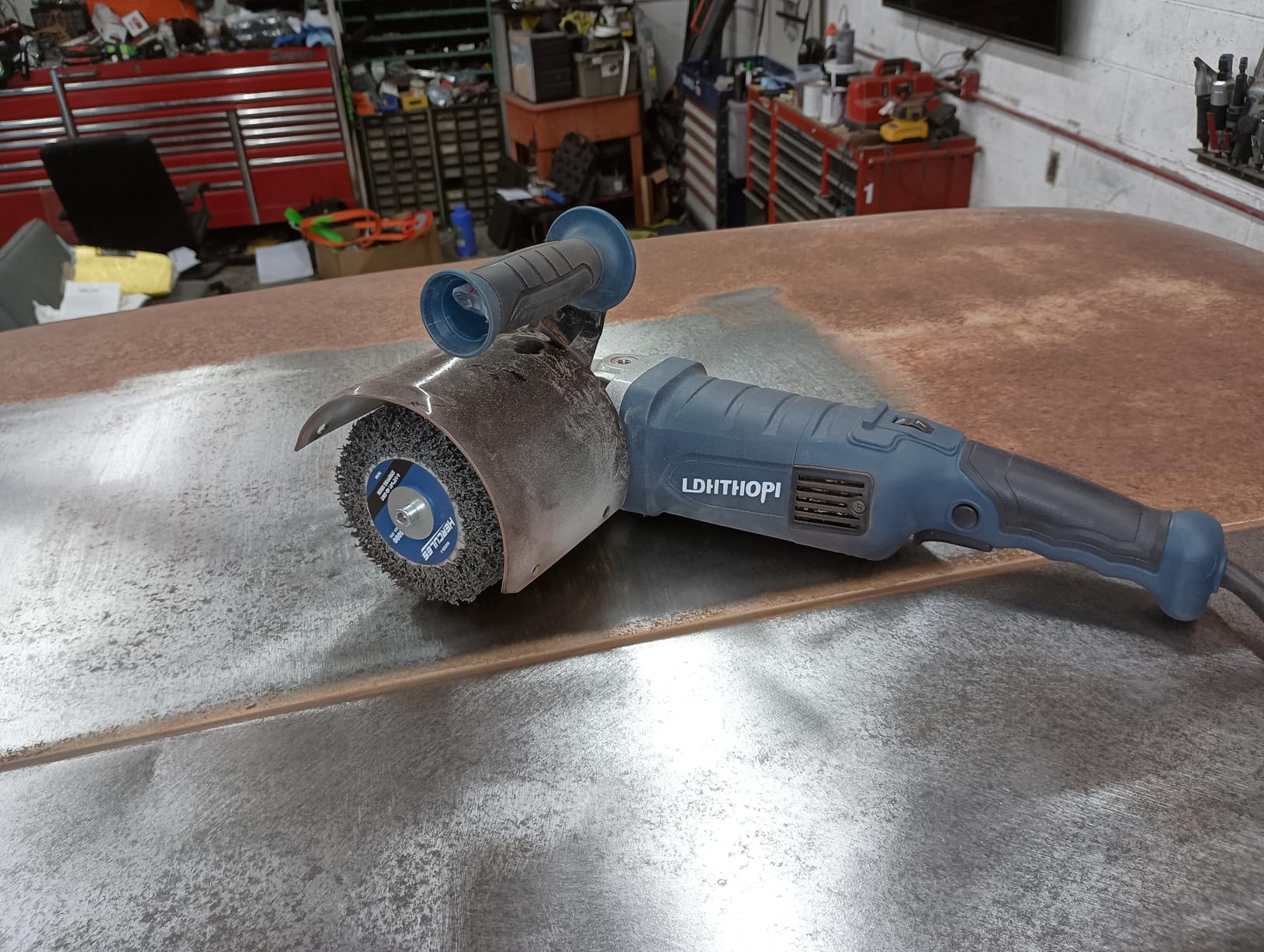 LDHTHOPI 1800W Burnishing Polishing Machine, 110V Handheld Electric Stainless Steel Polisher, 8 Variable Speed, 3100RPM for Metal, Stainless Steel, Wood customer photo 1