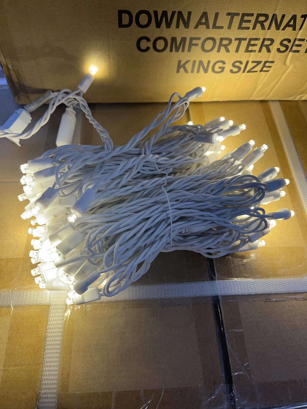 Warm White LED Christmas Lights Outdoor - 50ft 100 Counts Commercial Grade Outdoor Waterproof Green Wire Tree Lights, 5mm Wide Angle Plug in for Xmas, UL, IP:65 customer photo 2