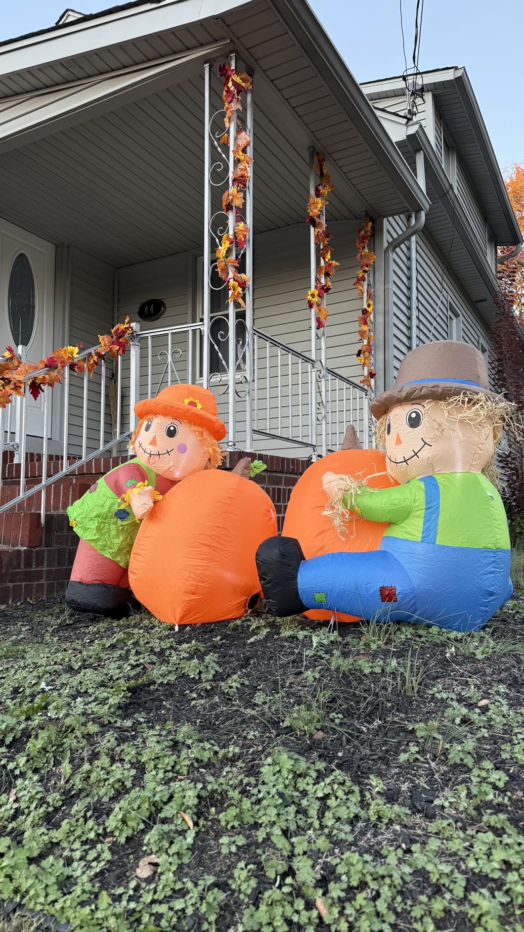 Lulu Home Thanksgiving Inflatable Decoration, Set of 2 | Air Blown Scarecrow Couples, Built-in LED Lights, Fall Autumn Harvest Decor, Sitting & Standing Scarecrows customer photo 2