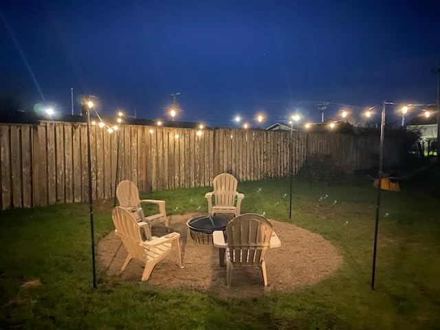SINLEY 4 Pack String Light Poles,10 Ft Metal Poles with Fork for Outdoor String Lights,Outdoor Light Poles with Fork,Poles/Post/Stand for Outside,Patio,Deck,Backyard,Garden Wedding,Party customer photo 1