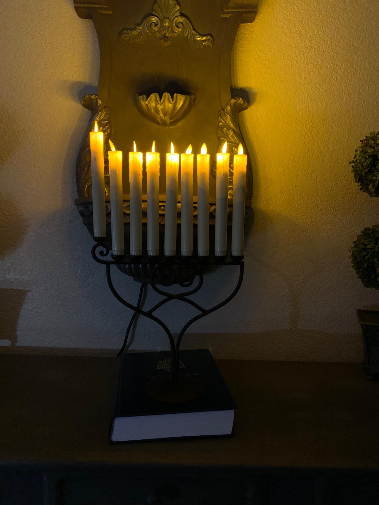 Hanukkah Menorah 9 Branch, Large Handmade Traditional Holiday Decor | Wrought Iron, Kosher, for Various Candle Sizes, Unique Long Lasting Quality, Durable Sturdy Metal Judaica Chanukah Candelaber customer photo 2