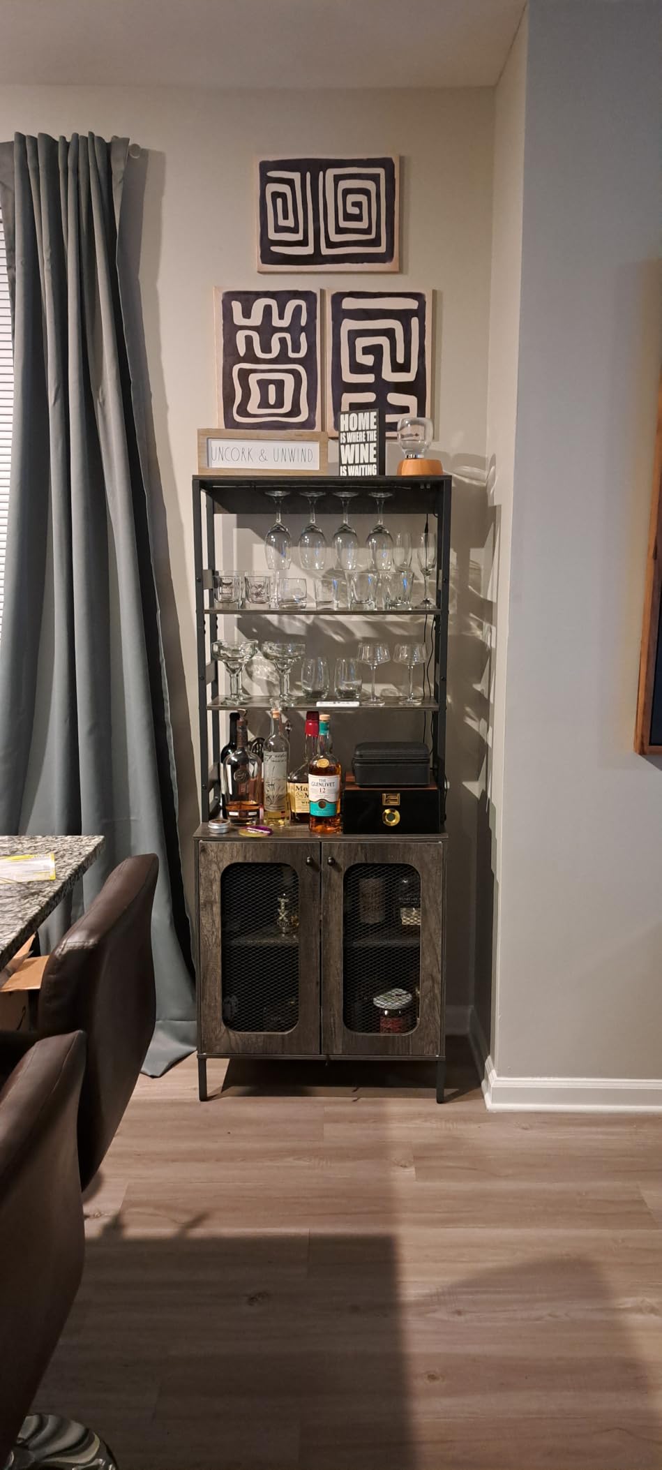 Aheaplus Bar Cabinet with Power Outlets, 67