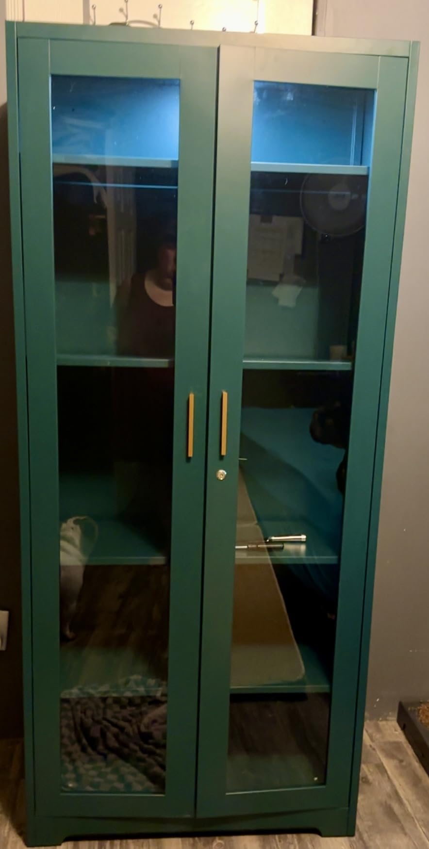 UNICOLY Lockable Display Cabinet with Glass Doors and 4 Adjustable Shelves customer photo 1