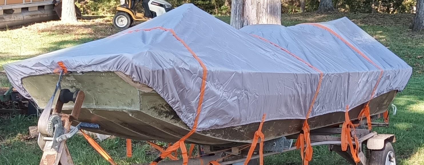 Jon Boat Cover 14ft - 16 ft 600D Waterproof Heavy Duty Boat Covers Gray | 14ft-16ft Long X 70