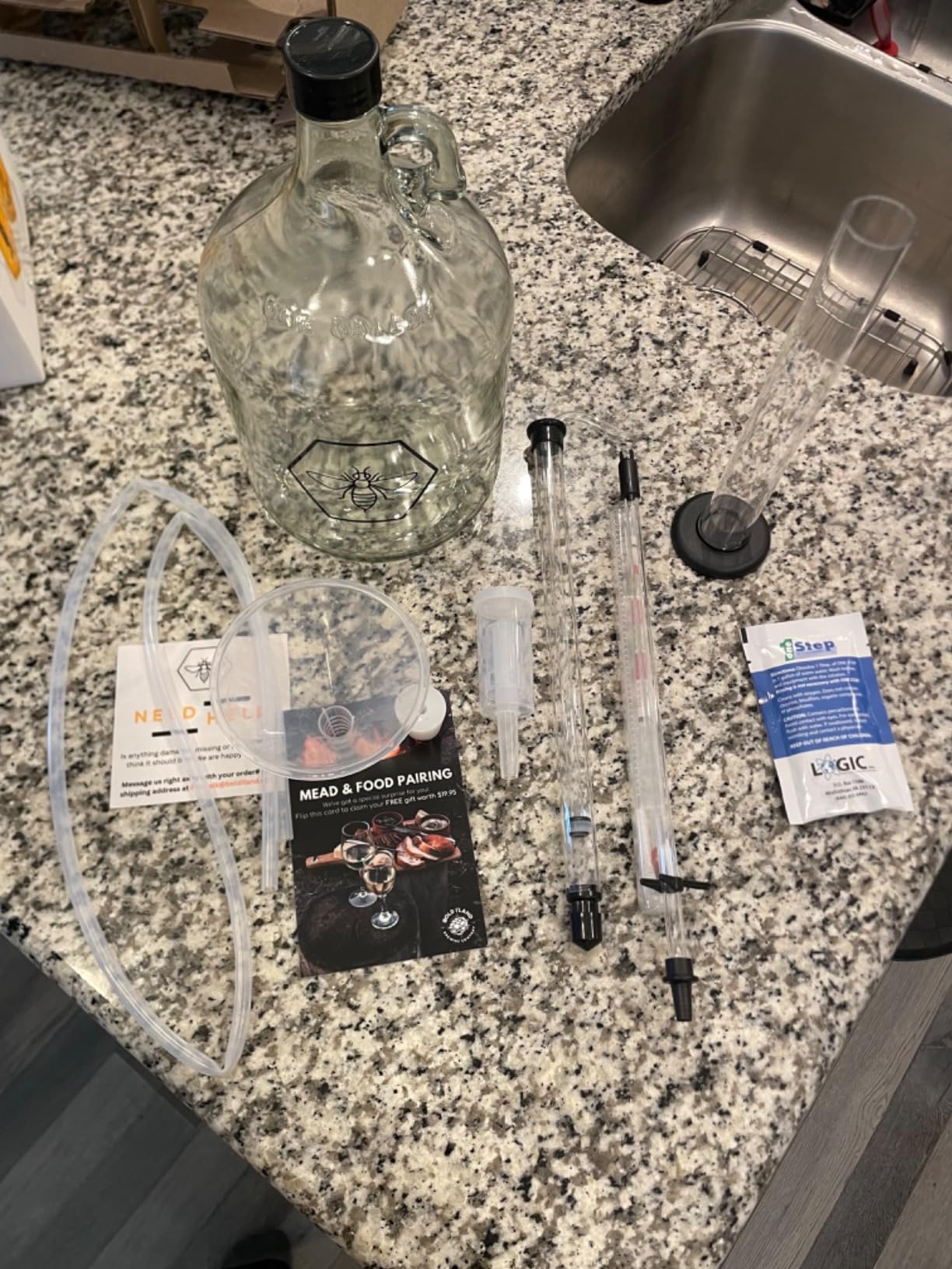 Complete Mead Making Kit for Beginners - Home Brewing Starter Kit - Includes 1 Gallon Glass Jug Carboy - Alcohol Hydrometer for Alcohol Test - Auto Siphon - Airlock - How to Guide and More customer photo 1