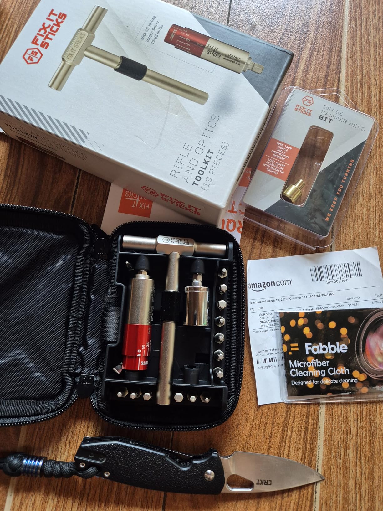 Fix It Sticks Tightening +/- 10% Accurate 15-65 inch-lbs All-In-One Torque Driver Tool Kit w/T-Way Wrench Bits Socket Adapters Bundle Brass Hammer Head Steel Insert Bit customer photo 1