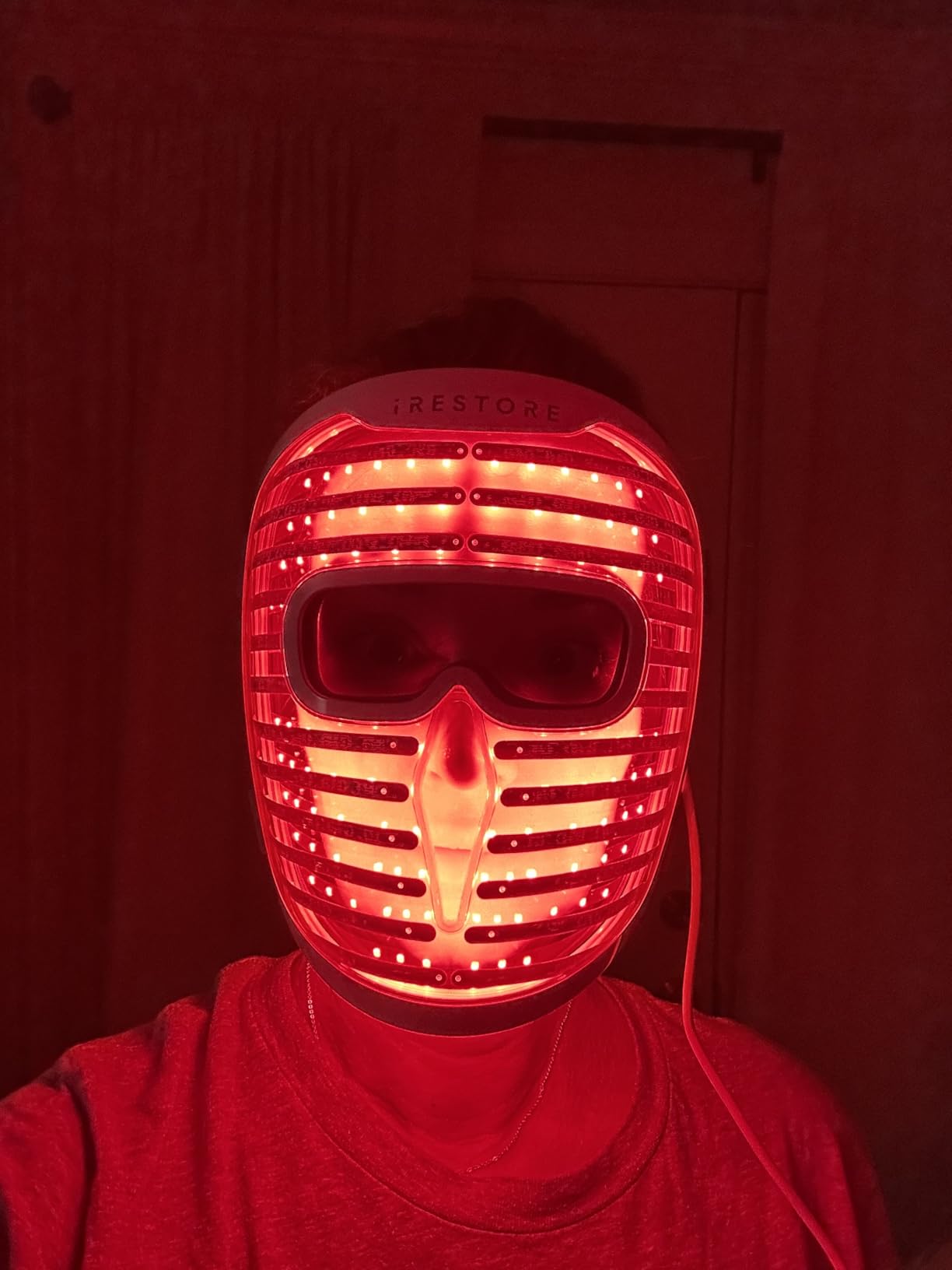iRestore LED Face Mask for Youthful Skin, Red Light Therapy for Face, Red, Blue & Infrared Therapy for Wrinkles, Fine Lines, Dark Spots with 360 LEDs, Skincare Device for Women & Men customer photo 2