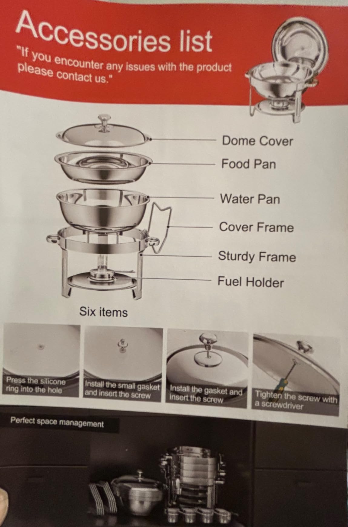 Chafing Dishes for Buffet, 4 Pack 5QT Round Stainless Steel Chafing Dish Set for Home Parties, Christmas Gatherings, Catering Events Complete Buffet Warmer Set (Silver 4) customer photo 1