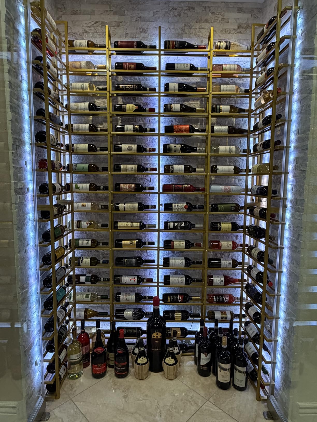 80 Bottle Large Wall Mount Wine Rack, Black Industrial Wine Storage Display Rack customer photo 2