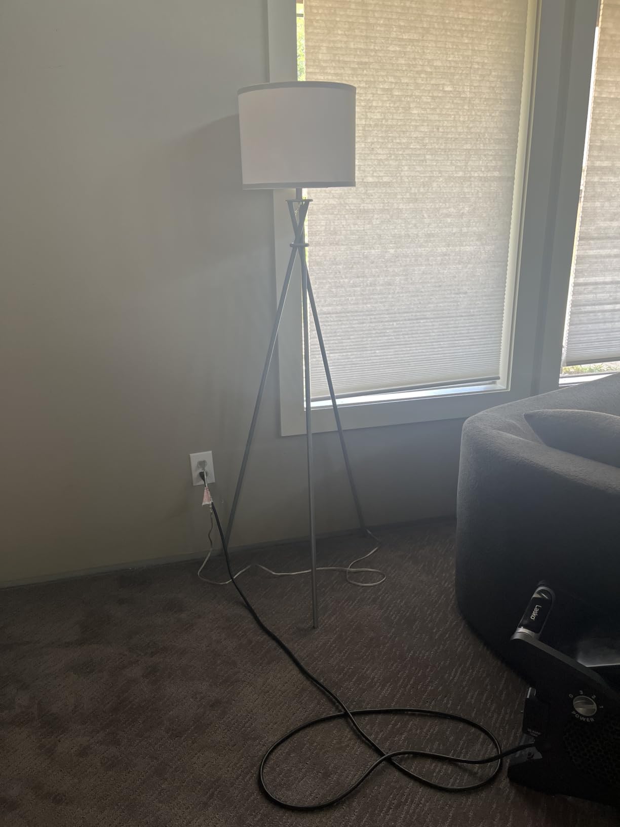Floor Lamps for Living Room, 61'' Tripod Floor Lamps with Rotary Switch | Black Floor Lamp with Beige Shade, Simple Design, Modern Standing Lamp for Living Room, Tall Lamp for Bedroom, Home Decor customer photo 1