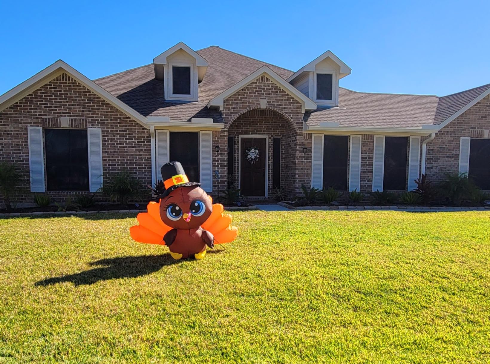 5.4 FT Thanksgiving Decorations Inflatables Outdoor Big Eye Turkey Blow Up Inflatable with Built-in LEDs for Holiday Yard Lawn Garden Decor customer photo 2