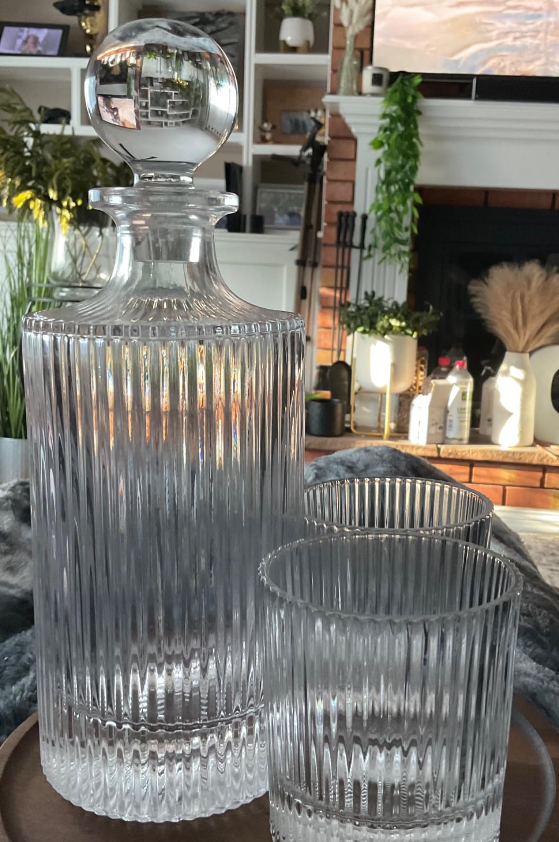 Whiskey Decanter Set with Gift Box - Includes 2 Crystal Bourbon Glasses and 2 Big Ice Ball Molds - Whiskey Glasses Set for Scotch, Cocktails, Rum, Cognac, Vodka - Unique Gift for Men customer photo 2