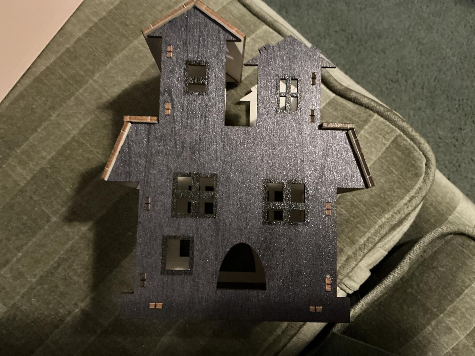 13 Pcs 3D Ghost Halloween Village Haunted House DIY Kit 3 Large Wooden Castle House 10 Ghost Figurines Crafts Kit for Indoor Outdoor Halloween Party Decor Supplies customer photo 2