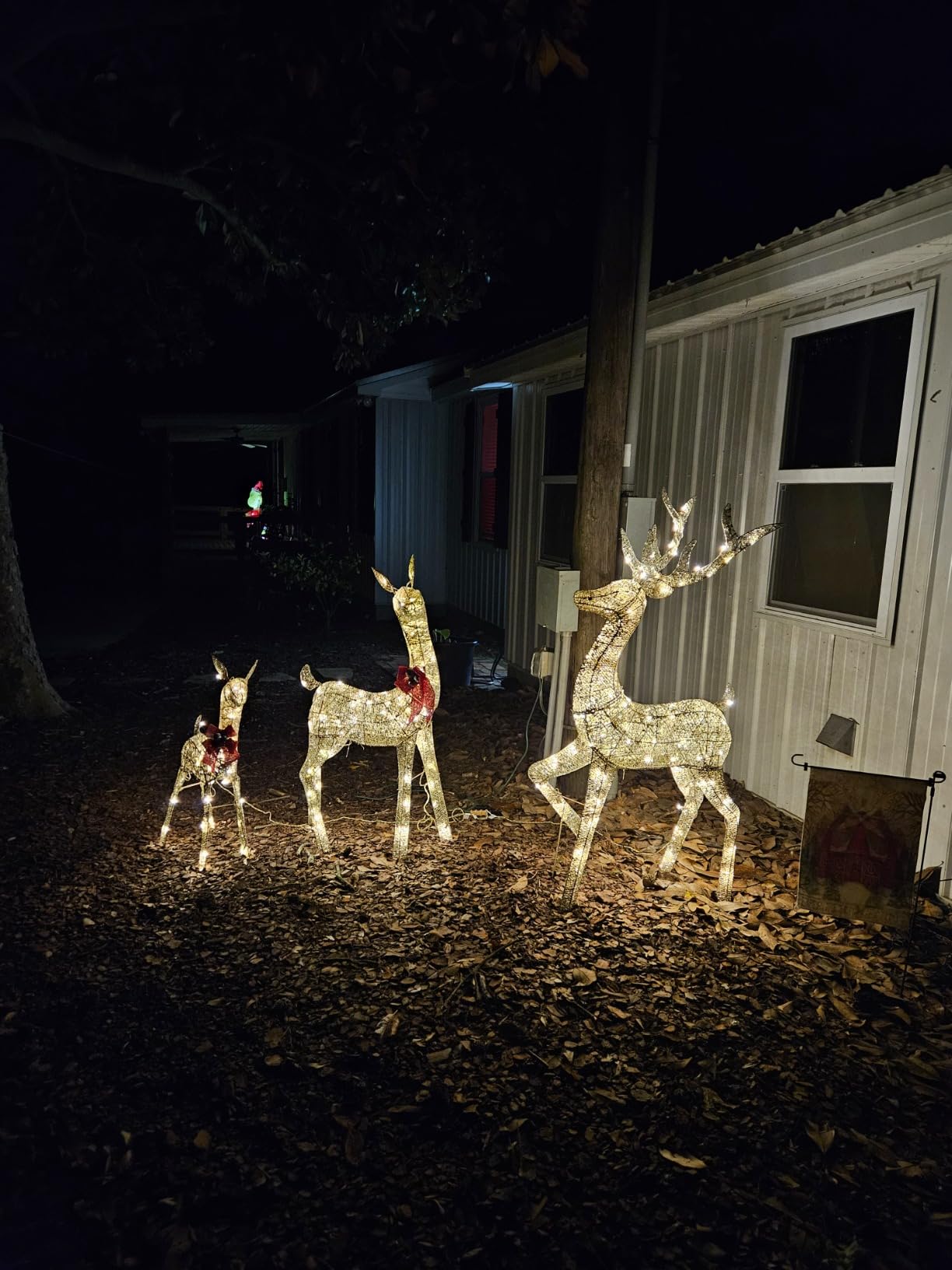 winemana 5ft Reindeer Christmas Outdoor Decorations, Set of 3 Extra Large Deer Yard Decor- Lighted 3D Reindeer Family Set for Outside Lawn Garden Xmas Holiday Party Decor (Gold) customer photo 2