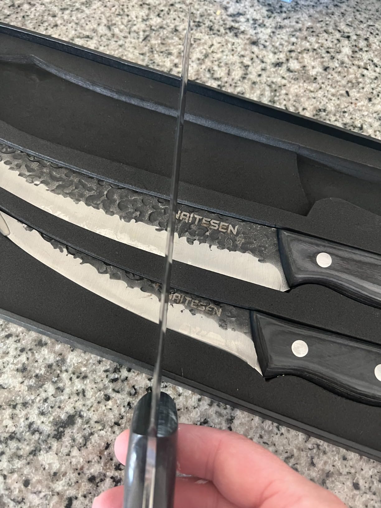 Naitesen 3PC Butcher Knife Set, Brisket Carving Breaking Boning Knife | Hand Forged Very Sharp & Gift Box for Meat Cutting Home Kitchen Cooking BBQ customer photo 1