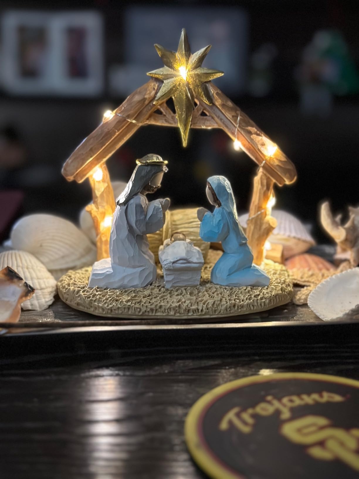 Nativity Scene with Lights, Sculpted Hand Painted Nativity Figure | First Christmas Story Decoration, Holiday Manger Little People Set, Indoor Home Display, Tabletop customer photo 2