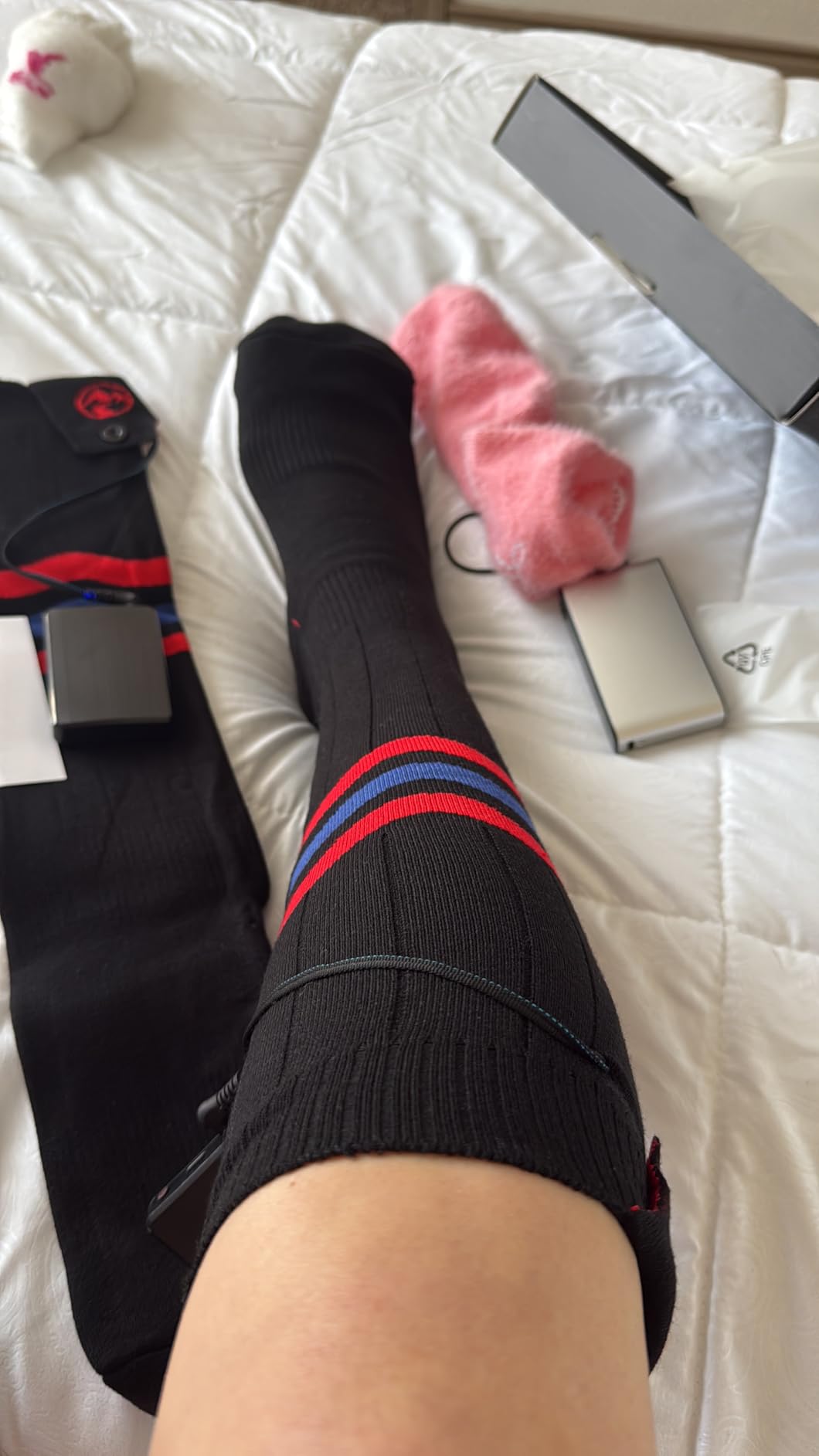 Heated Socks for Men Women, 5000mAh Rechargeable Washable Electric Socks, 3 Heating Settings 5V Battery Powered Heating Socks Up to 11 H, Heating Socks for Outdoor Work Camping Skiing Riding Hunting customer photo 1