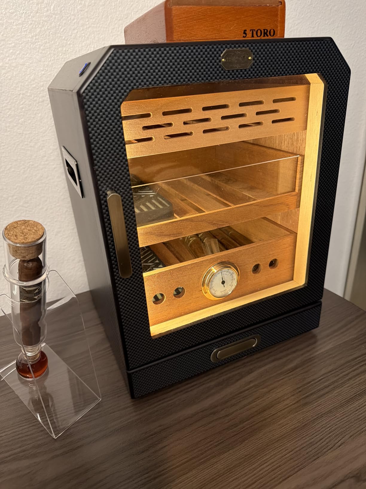 Cigar Humidor, Lighted Control Magnetic Door Desktop Cabinet, 100-150 Cigars Capacity customer photo 1