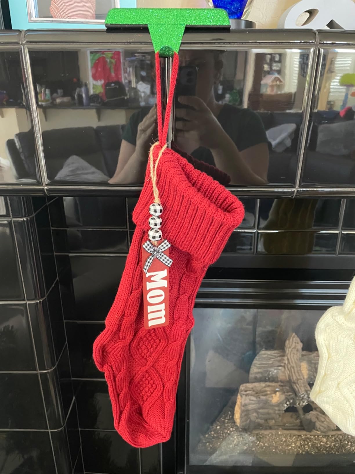 GoClimber Christmas Stocking Holders for Mantle Set of 4, Weighted Stocking Holder Fireplace Stocking Hangers for Xmas Holiday Party Decoration customer photo 2