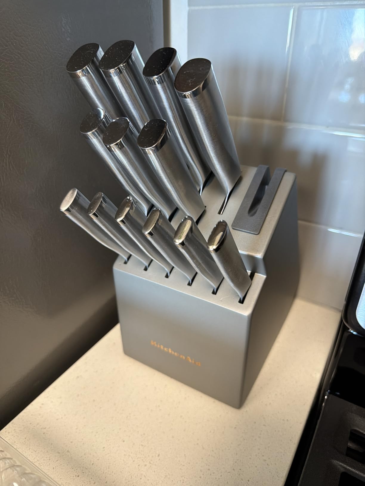 KitchenAid Gourmet Knife Block Set with Built-in Sharpener, 15-Piece, Stainless Steel customer photo 1