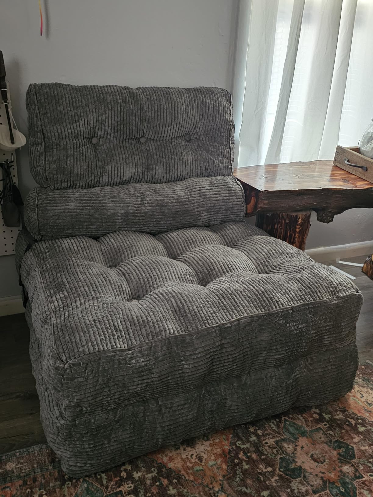 MAXYOYO Folding Sofa Bed, Convertible Chair Bed with Pillow - Foldable Couch with Back Support, Portable Fold Out Chair Comfy Floor Sofa for Living Room Bedroom, Navy, Single customer photo 1