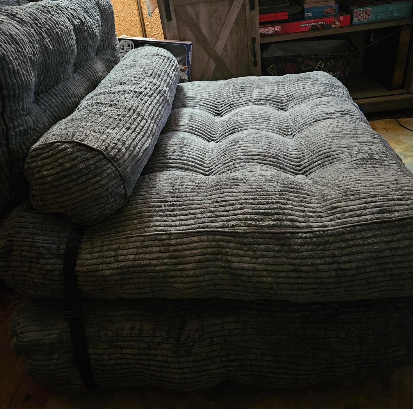 MAXYOYO Folding Sofa Bed, Convertible Chair Bed with Pillow - Foldable Couch with Back Support, Portable Fold Out Chair Comfy Floor Sofa for Living Room Bedroom, Navy, Single customer photo 2