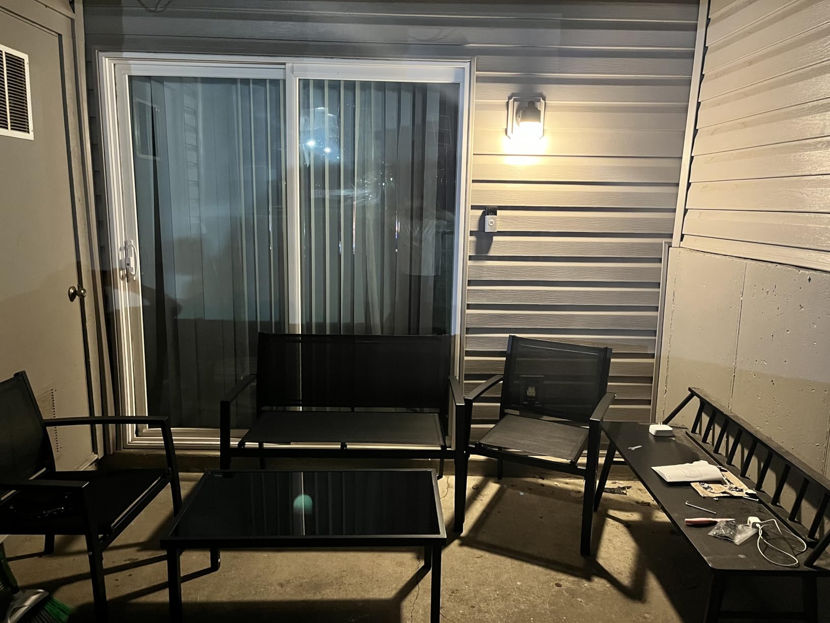 Shintenchi 4 Pieces Patio Furniture Set All Weather Textile Fabric Outdoor Conversation Set, with Glass Coffee Table, Loveseat, 2 Single Chairs for Home, Garden, Lawn, Porch (Light Brown) customer photo 1