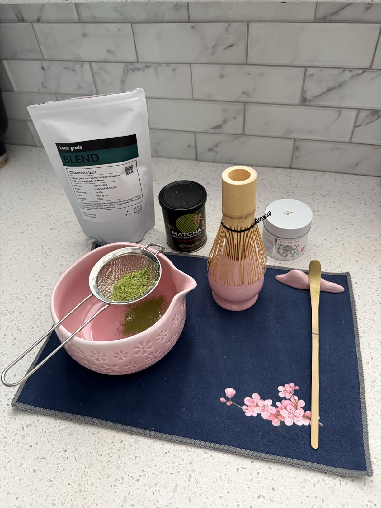 Buucup Matcha Whisk Set, Ceramic Matcha Kit Set with Bowl & Tools, Green | 7-piece set includes ceramic bowl, bamboo whisk, scoop, holder, rest, sifter and tea towel customer photo 1