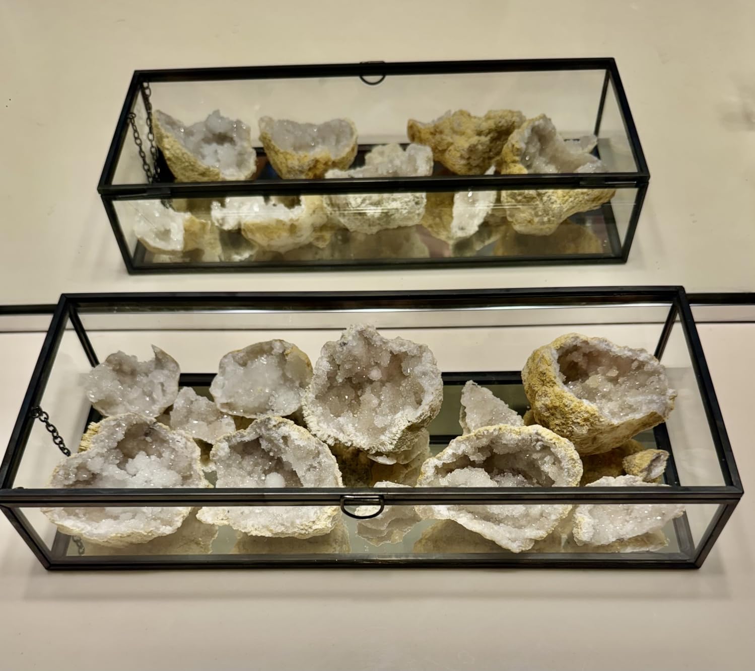 REDHUGO Large Glass Boxes for Display Handmade, Octagon, Gold | Handmade Glass Jewelry Box with Mirrored Bottom and Lid, Ideal for Trinkets, Photos, Keepsakes and Vanity Decor customer photo 2