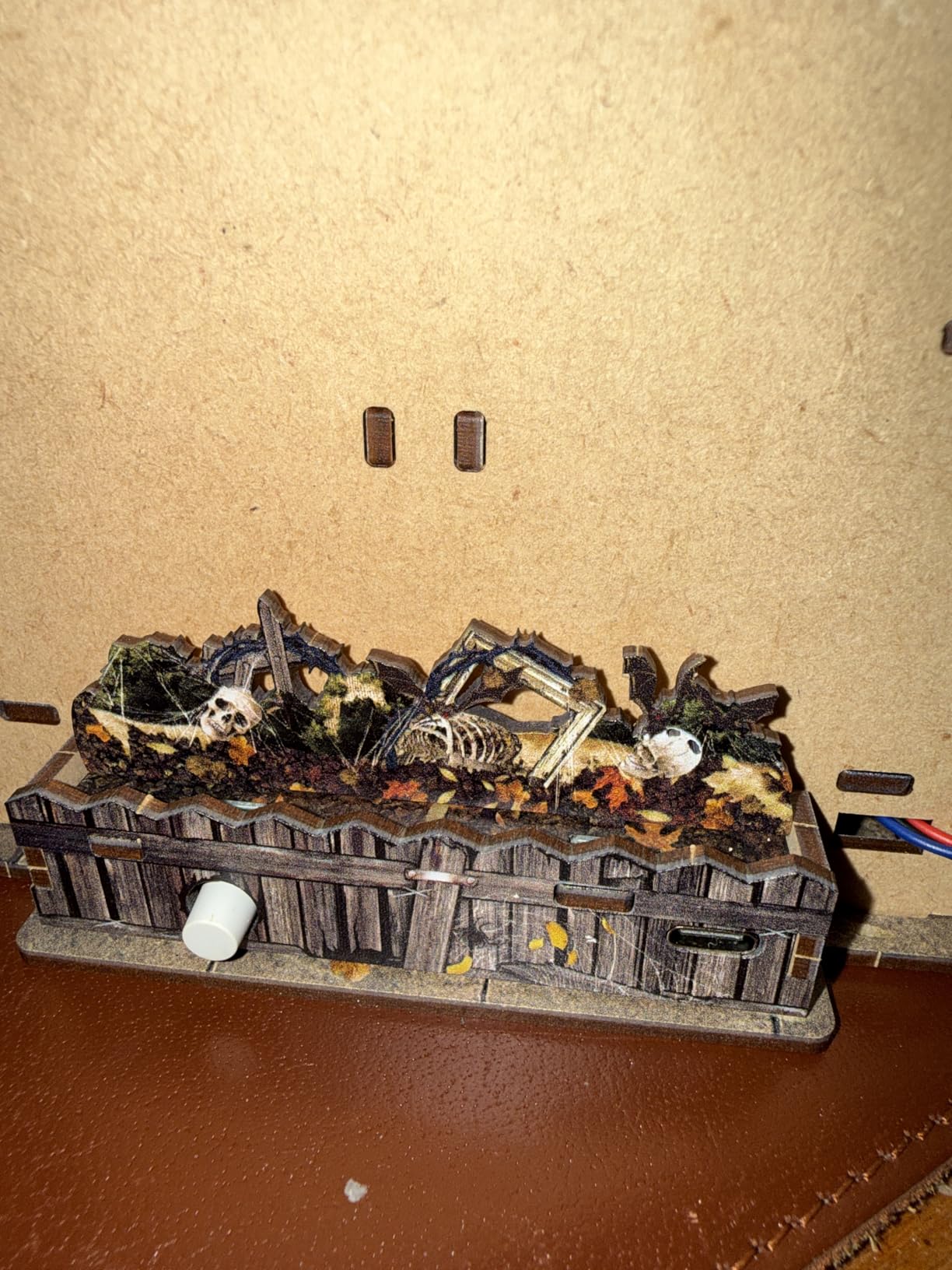 3D Wooden Puzzle Haunted House Model Set - Miniature Haunted House Kits with Led Accessories Furniture, Suitable for Adults and Teenagers to DIY Halloween Horror Doll House Craft Gifts. customer photo 1
