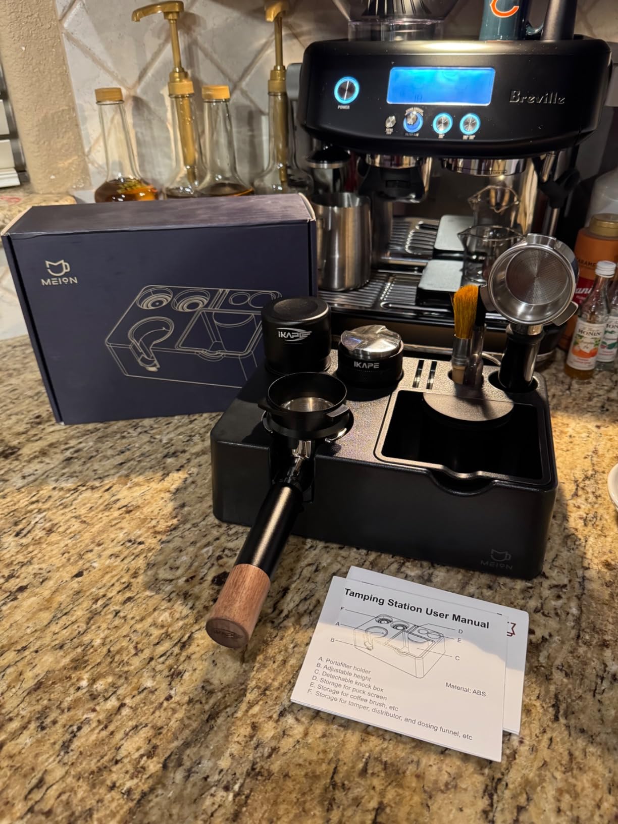 MEION Espresso Tamping Station, Detachable Espresso Knock Box and Tamp Station, 10 in 1 Espresso Organizer Fits 51, 54, 58MM Espresso Tamper, Portafilter, Distributor Puck Screen Espresso Accessories customer photo 1
