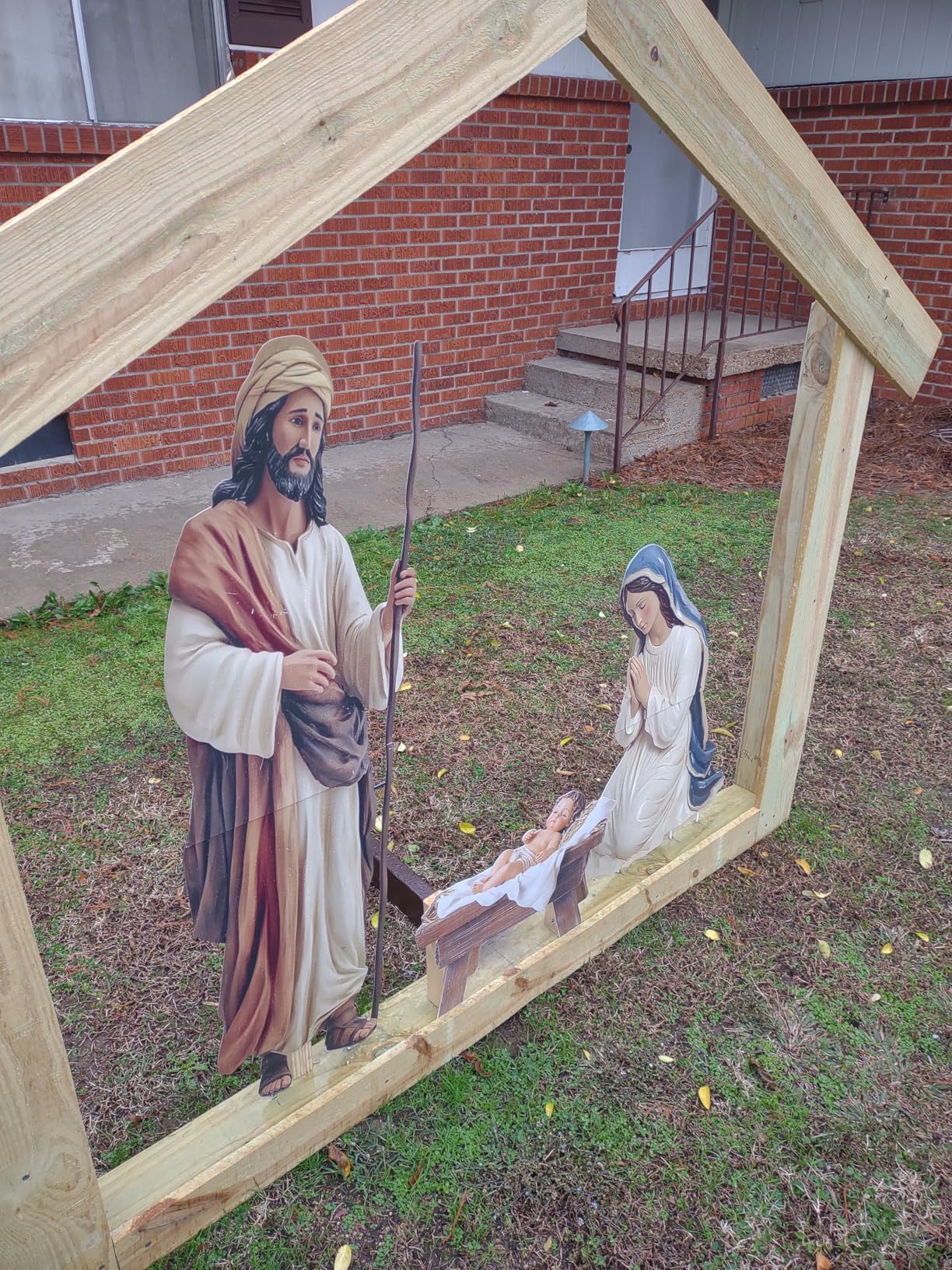 3 Pcs Metal Christmas Outdoor Nativity Scene Set (Retro) | Large Holy Family Outdoor Decorations with Sturdy Stakes Jesus Joseph Mary Yard Signs for Xmas Holiday Lawn Home Garden Decor customer photo 2