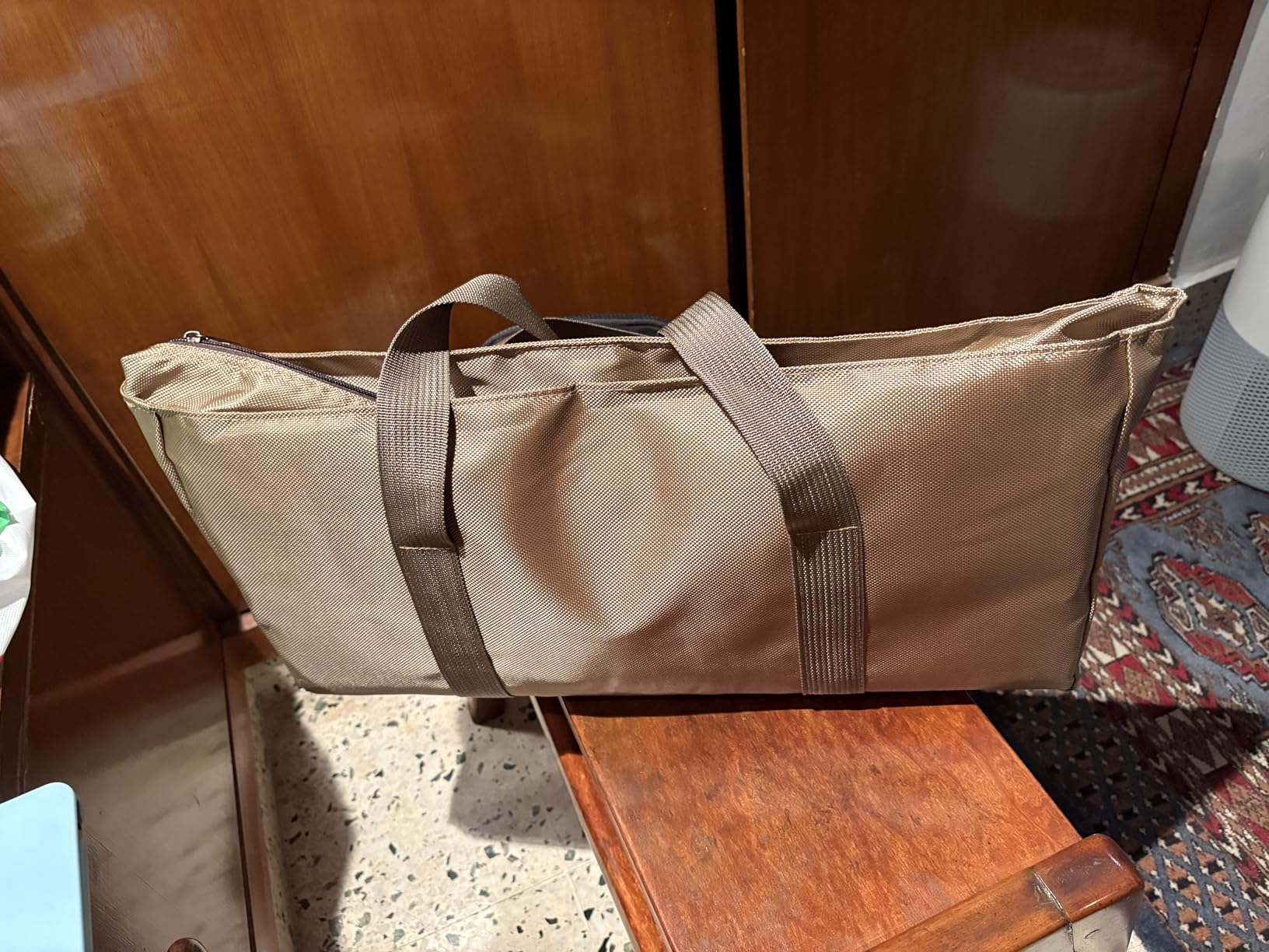 Yellow Mountain Imports American Mahjong Set, Harbor Mint with Beige and Blue Canvas Tote Bag - 4 All-in-One Racks with Pushers customer photo 2