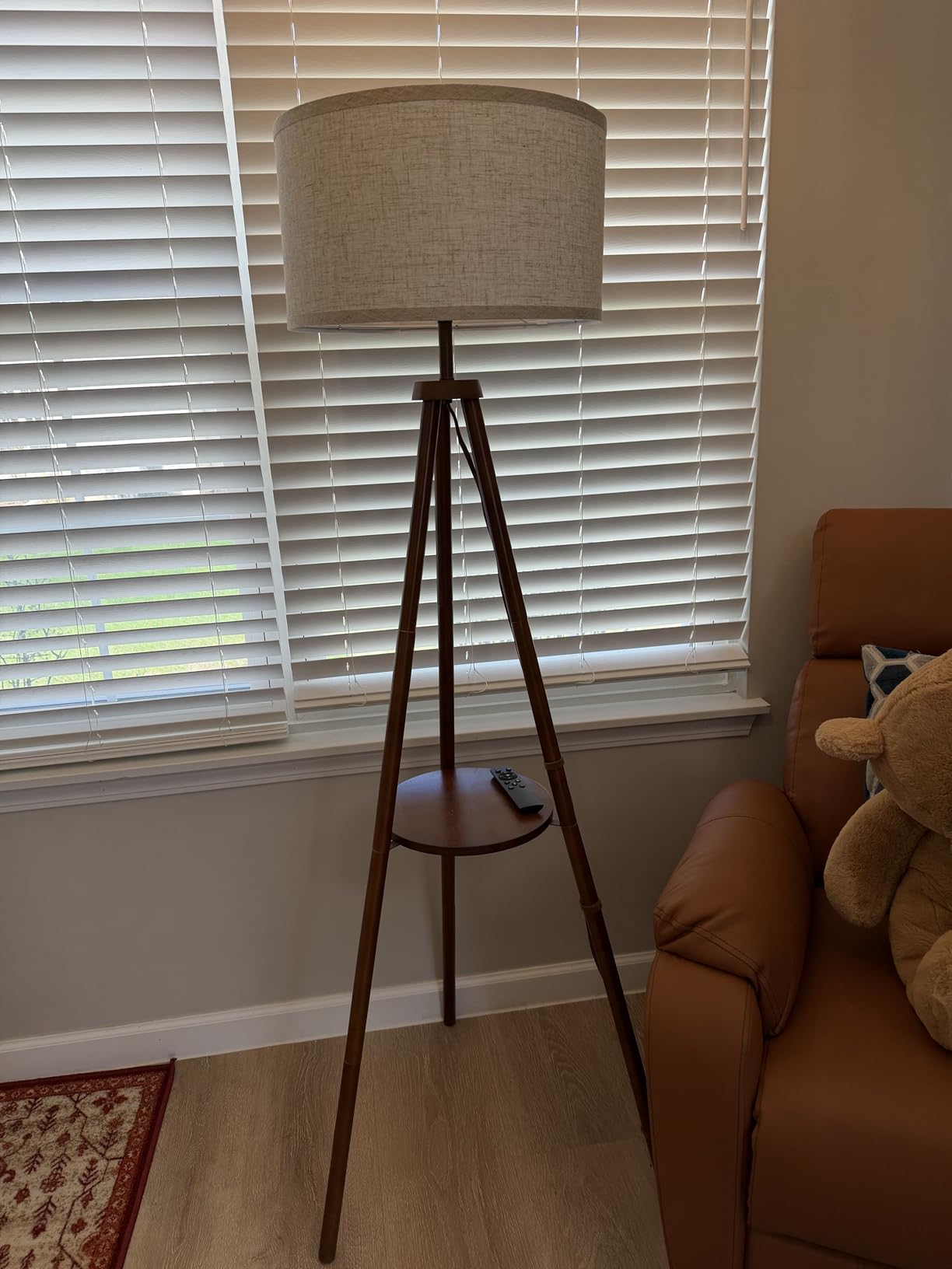 EOEYYOYB Floor Lamp with 3 Light Modes Adjustable - Wood Tripod Floor Lamp Modern LED Standing Lamps with Dimmable Brightness, Perfect for Living Room, Bedroom, and Office, Juglans Nigra customer photo 1